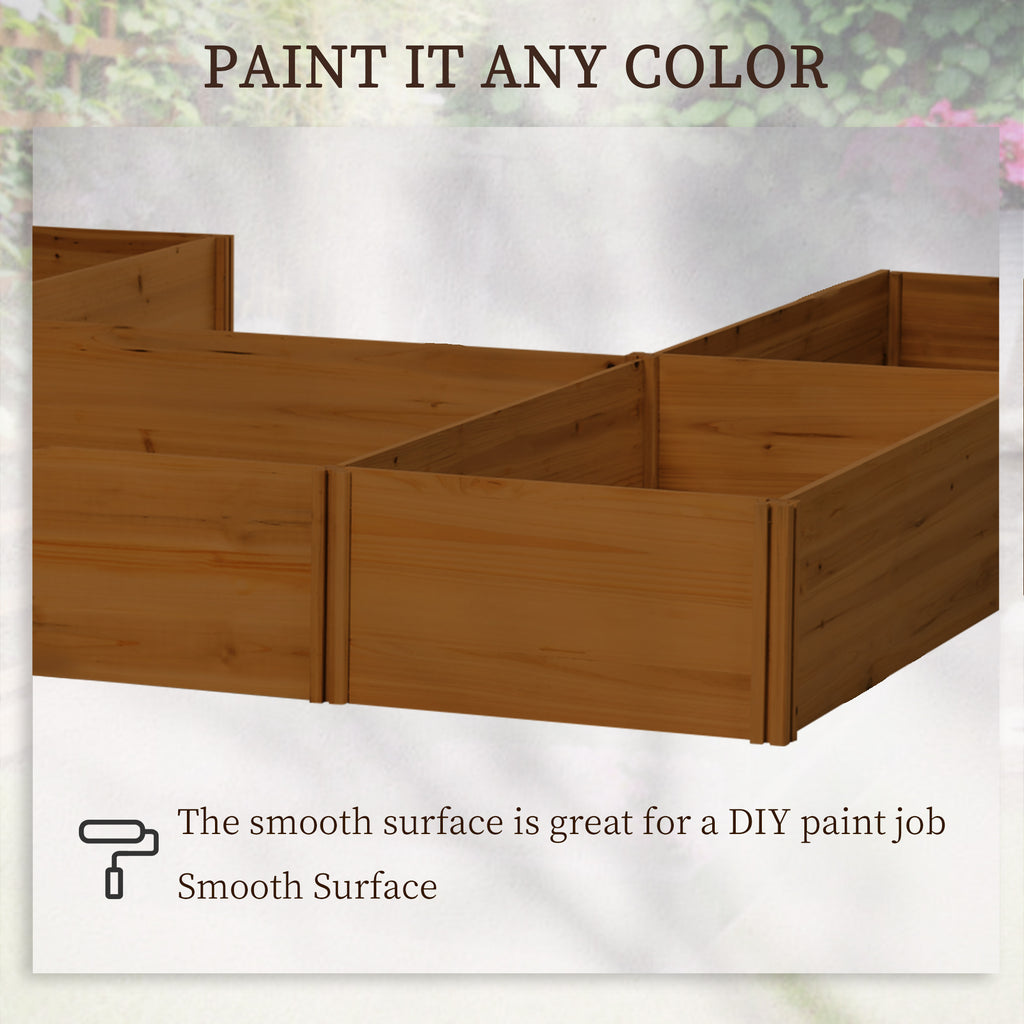 Raised Garden Bed, Set of 5 Large Wooden Box Planters for Outdoor Plants Vegetables Flowers Herbs, 7.5x7.5x1ft, Brown