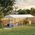 20' x 7.5' x 6.5' Dog Kennel Outdoor for Small Medium Large Dogs with Waterproof Roof, Silver
