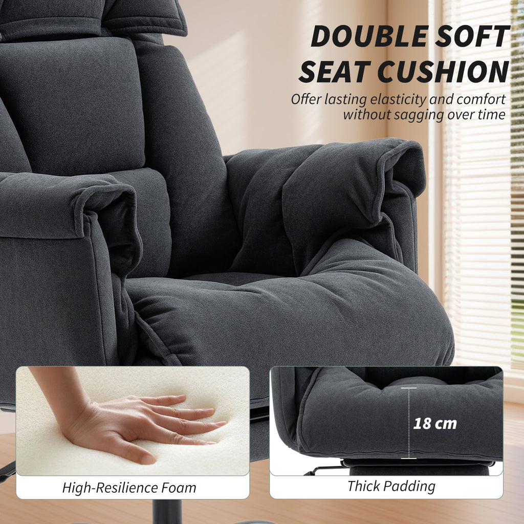 High Back Office Chair, Reclining Desk Chair with Footrest, High Resilience Foam, Rolling Wheels, Dark Gray