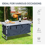 47" Portable Camping Table Aluminum Picnic Folding Camping Table with Carrying Handle and Storage Organizer