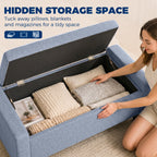 Storage Ottoman, Storage Bench with Wooden Legs, Tufted Armrests for Entryway, Living Room, Bedroom, 36.6", Dark Gray