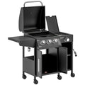 3 Burner Propane Gas Grill with Side Burner Barbecue Grill with Shelves, 9.5 KW Output, 310 Sq. in. Cooking Area