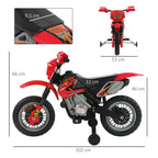 6V Kids Motorcycle, Electric Motorcycle with Dirt Bike Style, Street Bike Design Battery Powered Ride On Toy with Training Wheels, Headlight, Music, Ages 5-8, Red