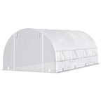 20' x 10' x 7' Walk-In Tunnel Greenhouse with Zippered Door & 8 Mesh Windows, Large Garden Green House Kit, Galvanized Steel Frame, White