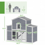 66.5" Large Chicken Coop, Wooden Chicken House with 2 Nesting Boxes, Sliding Tray & Ramp, for Backyard Farm