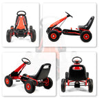 Kids Go Kart, Pedal Car with Adjustable Seat, EVA Wheels, Brake, for Boys & Girls Aged 3-8 Years Old, Red