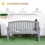 56" Outdoor Wood Bench, 2-Seater Garden Bench with Backrest and Armrest, Patio Bench for Patio, Porch, Poolside, Balcony, Gray
