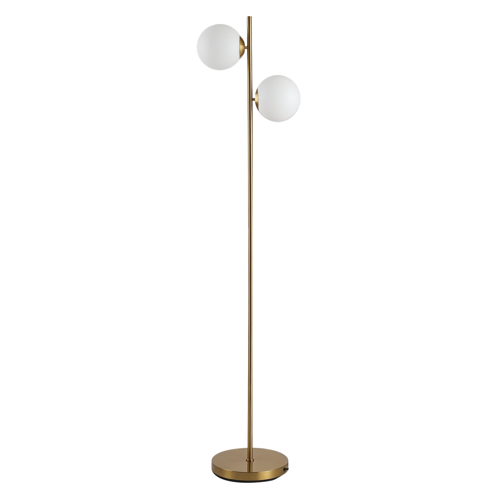 Floor Lamp w/ 2pcs Glass Lamp Shade Modern Portable Decorative Lamp, White