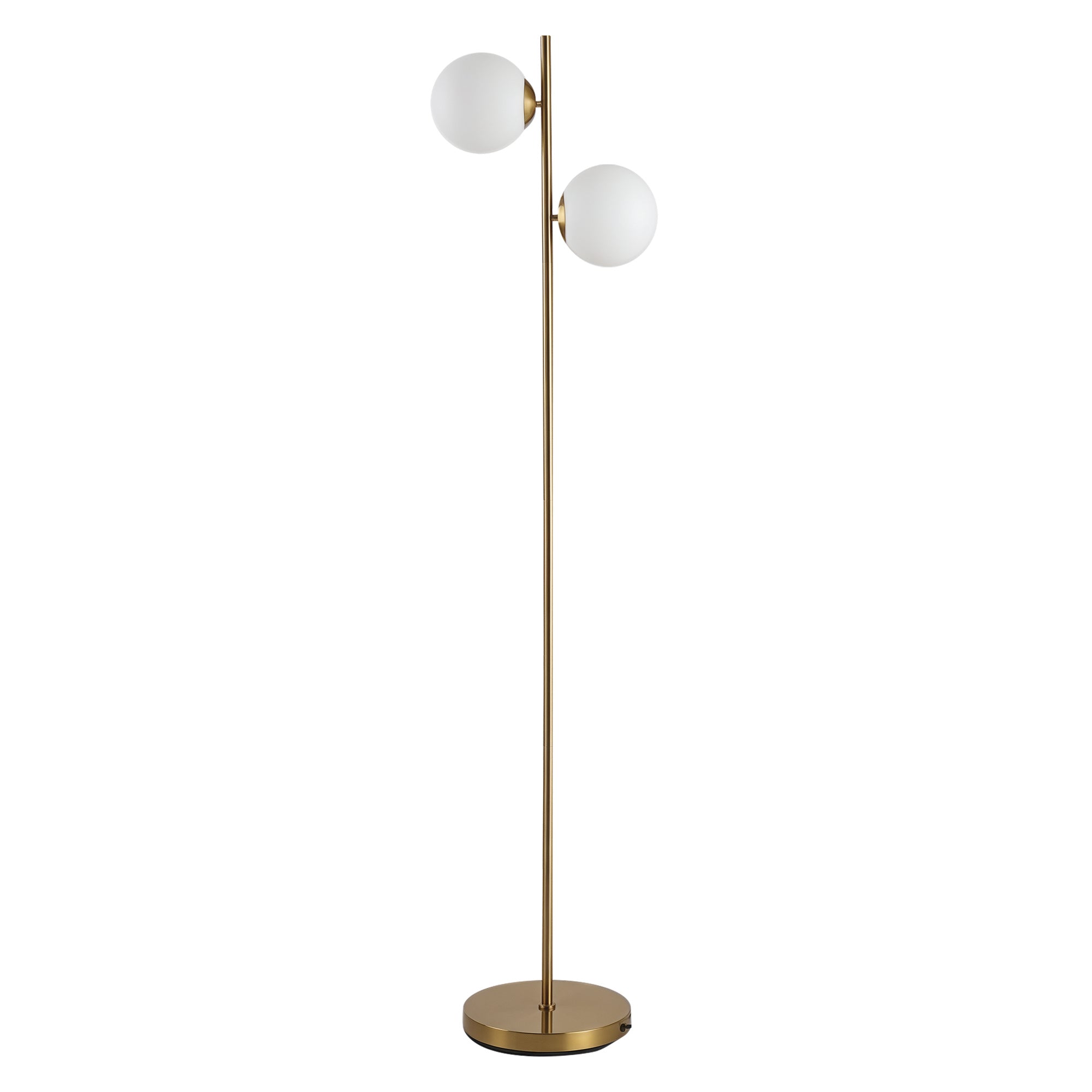 Floor Lamp w/ 2pcs Glass Lamp Shade Modern Portable Decorative Lamp, White