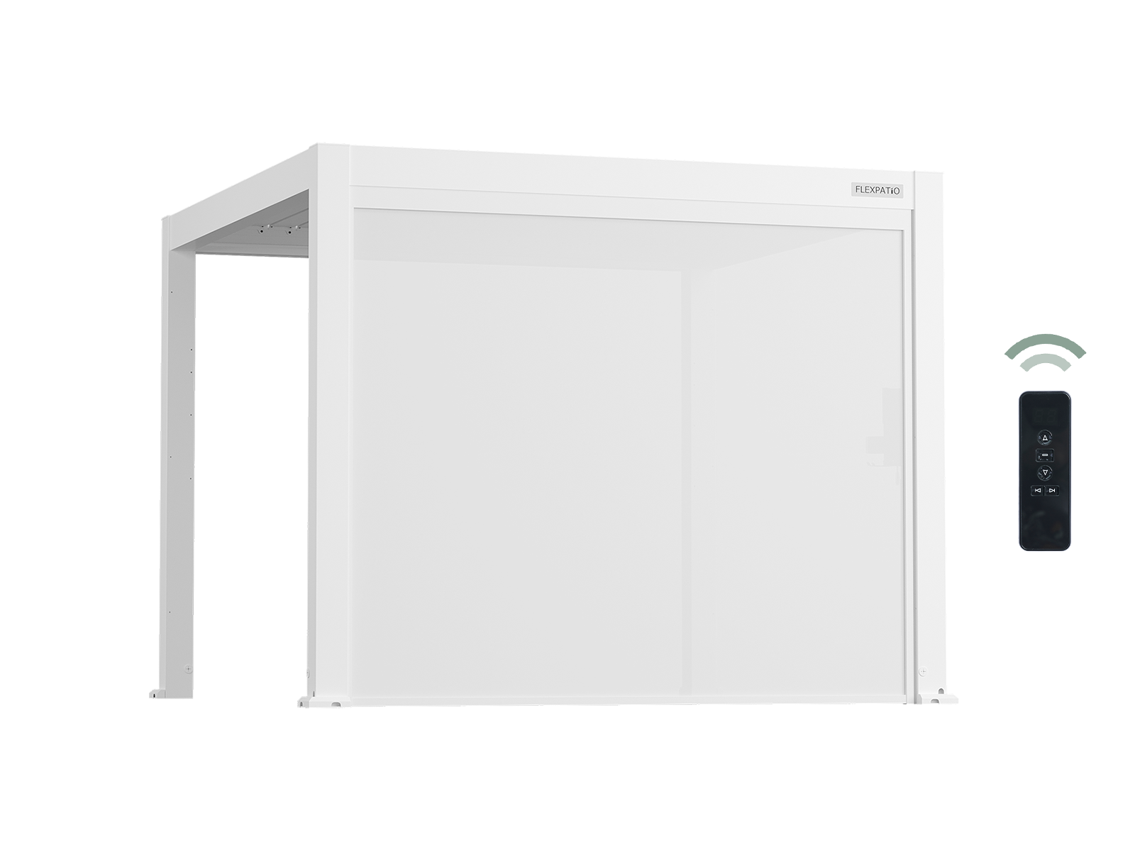 Motorized Roller Shades for Pergola - White Tough Mesh Weave, 10' Side Motorized Privacy Shade with Aluminum Track, 8% Openness Factor