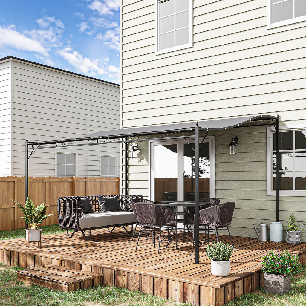 10' x 13' Outdoor Pergola Gazebo, Steel Patio Canopy with Weather-Resistant Fabric and Drainage Holes, Gray