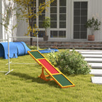 Wooden Dog Agility Seesaw for Balance Training and Exercise, Platform Equipment Run Game Toy, Weather Resistant Pet Supplies, for Outdoor Backyard, 71" L x 12" W x 12" H, Natural