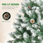 6ft Unlit Snow-Dusted Full Fir Artificial Christmas Tree with Realistic Branches, 61 Pine Cones and 800 Tips