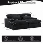 Double Chaise Lounge Chair with Deep Seat and Corduroy Fabric, Sectional Love-seat Perfect for Apartments, 82.5'' L x 57'' W x 23.5'' H, Black
