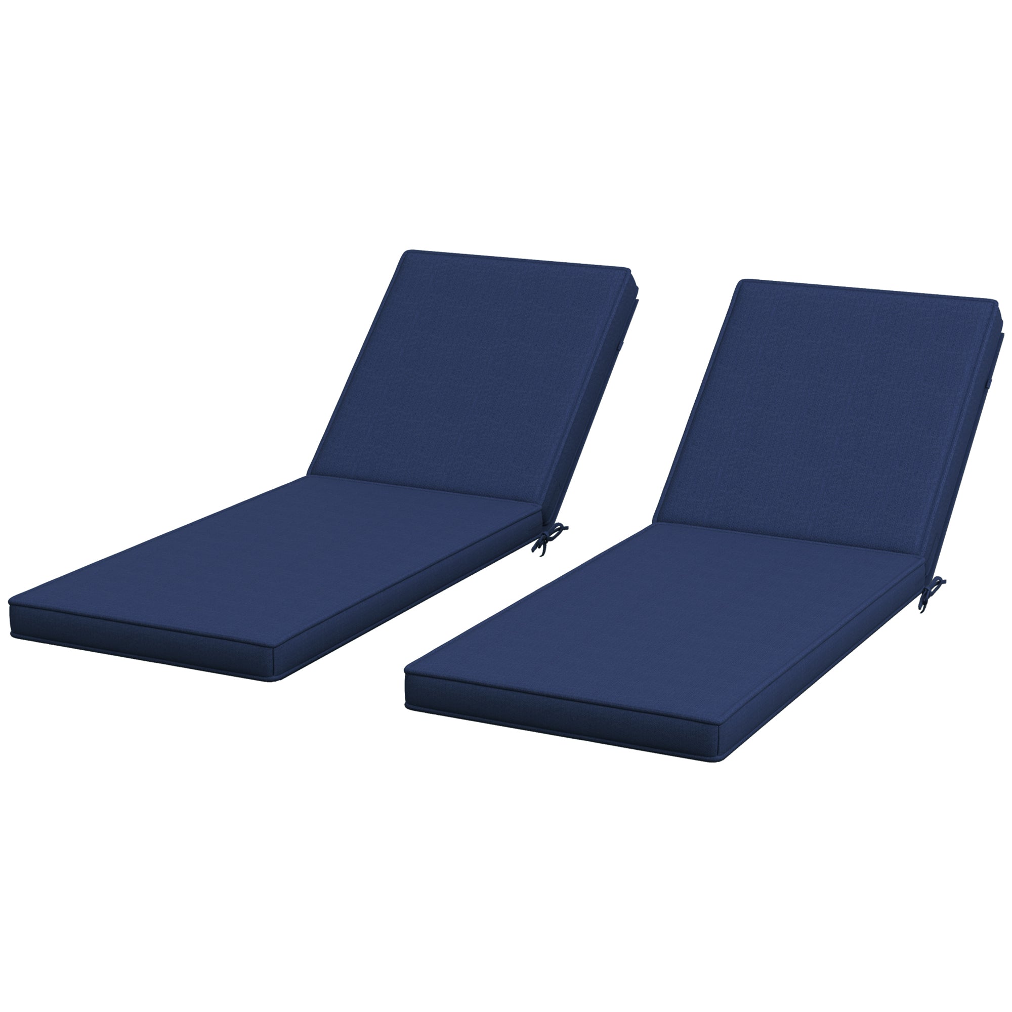 2-Piece Patio Chair Cushions with Backrests, Replacement Cushions for Outdoor Lounge Chair, Navy