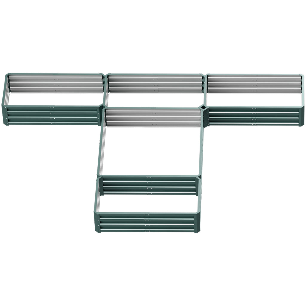 Steel Raised Garden Bed, Set of 5 Large Box Planters for Outdoor Plants Vegetables Flowers Herbs, 8x8x1ft, Green