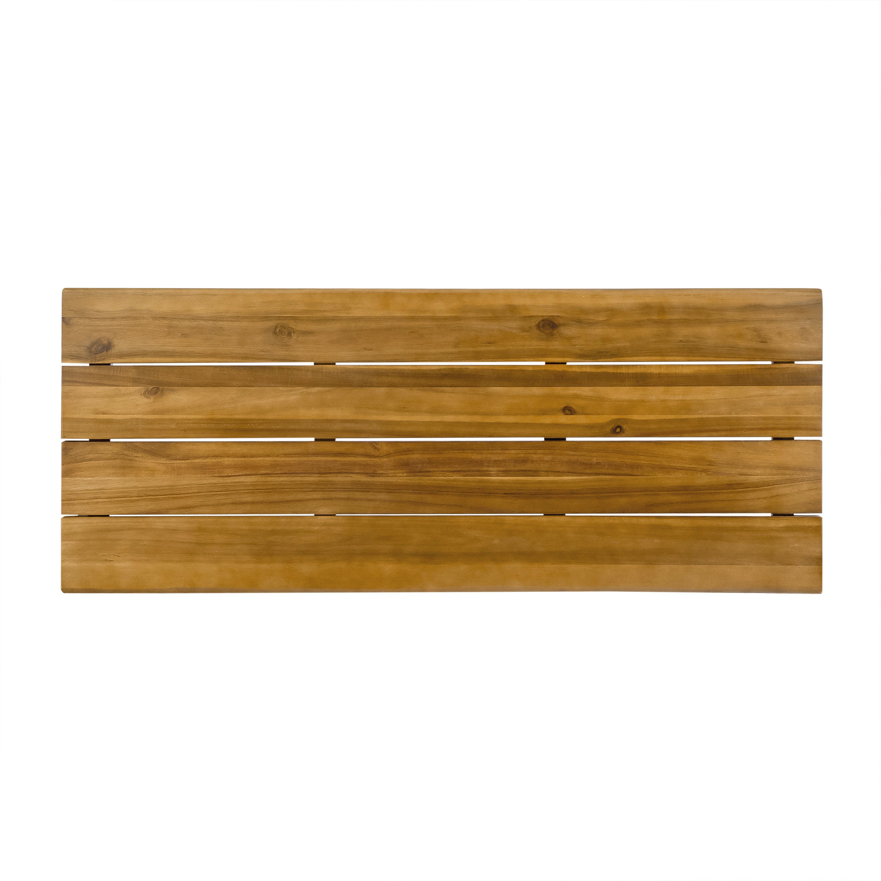 Modern Outdoor Industrial Teak Finished Acacia Wood Bar Table with Iron Hairpin Legs, Outdoor Acacia Wood with Teak Finish, 47.25" L x 18.25" W x 40" H, Brown