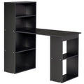 Computer Desk with 6-Tier Storage Shelves, Writing Desk Workstation with Bookshelf for Home Office, Black