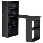 Computer Desk with 6-Tier Storage Shelves, Writing Desk Workstation with Bookshelf for Home Office, Black