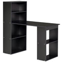 Computer Desk with 6-Tier Storage Shelves, Writing Desk Workstation with Bookshelf for Home Office, Black