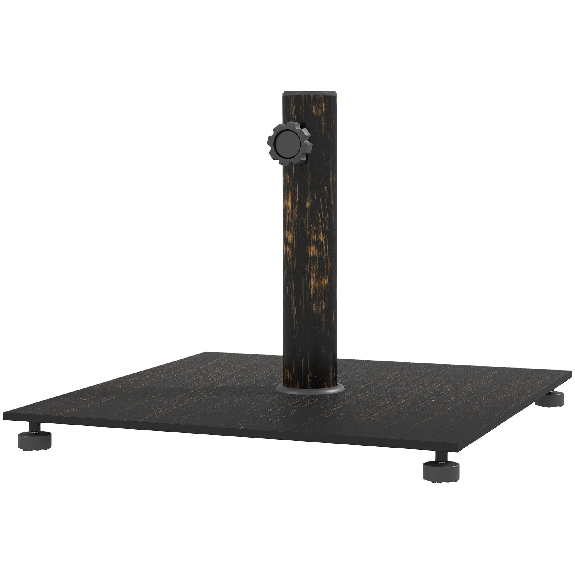 Square Patio Umbrella Base, 29 lbs Metal Umbrella Stand Base with Adjustable Foot Pads, Heavy Duty Patio Umbrella Holder for 1.5"/1.9" Umbrella Poles for Outdoor, Lawn, Poolside, Bronze