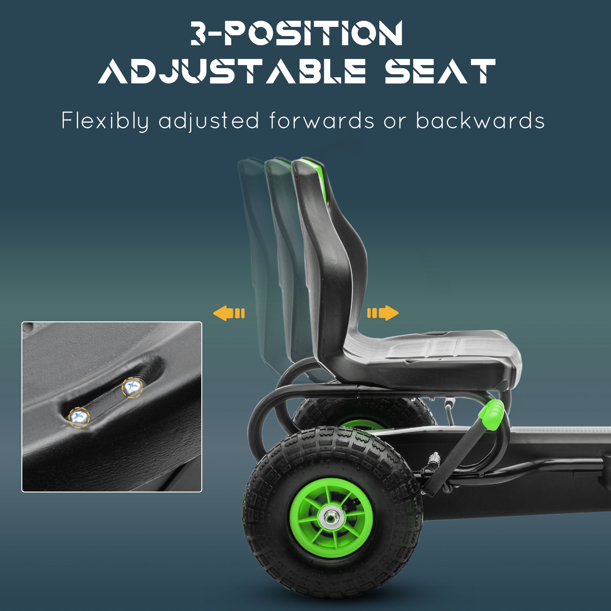 Ergonomic Pedal Go Kart Kids Ride-on Toy with Tough, Wear-Resistant Tread for Boys & Girls, Ages 5-12, Green