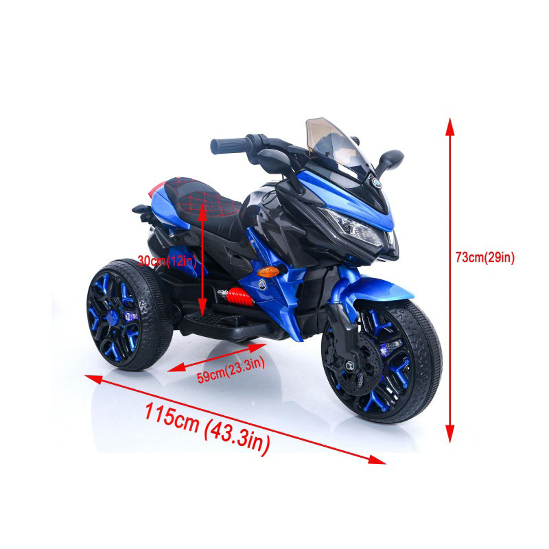 12V Kids Ride-On Motorcycle with Manual Throttle, Foot Brake and PU Seat, Motorbike for Toddlers Ages 3-5, 43.5″ L x 23.5″ W x 29″ H, Blue