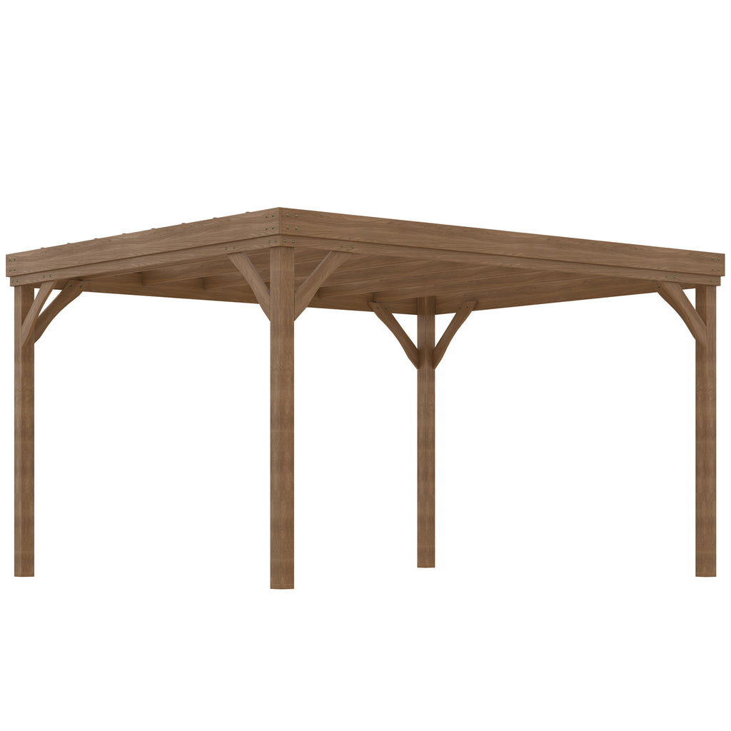 10' x 12' Outdoor Wooden Pergola, Grape Vine Gazebo with Concrete Anchors for Garden, Patio, Backyard, Deck, Brown