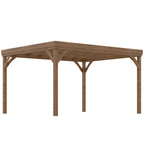 10' x 12' Outdoor Wooden Pergola, Grape Vine Gazebo with Concrete Anchors for Garden, Patio, Backyard, Deck, Brown
