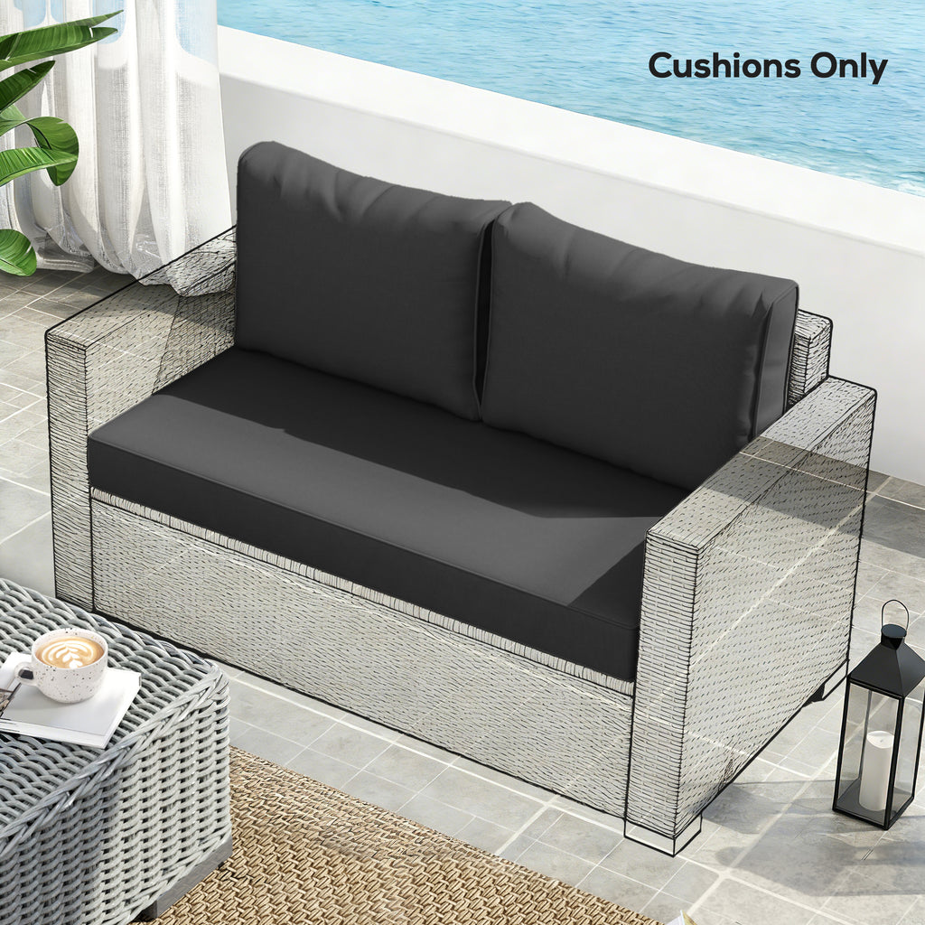 2 Seat Patio Furniture Cushions, Thick Outdoor Loveseat Cushion Set with Removable Cover, 46x26x5 in, Black