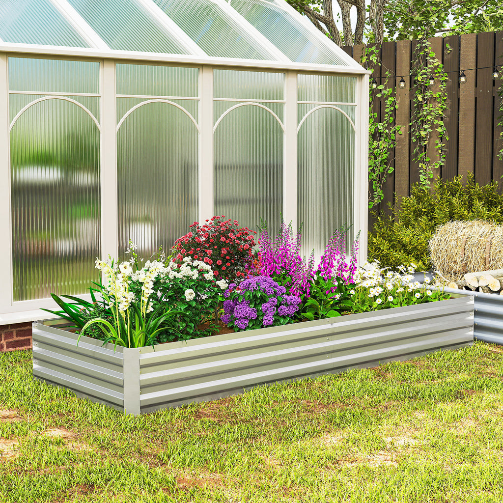 95" x 36" x 12" Galvanized Raised Garden Bed, Easy DIY and Cleaning for Growing Flowers, Herbs, Succulents, Silver
