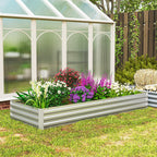 95" x 36" x 12" Galvanized Raised Garden Bed, Easy DIY and Cleaning for Growing Flowers, Herbs, Succulents, Silver
