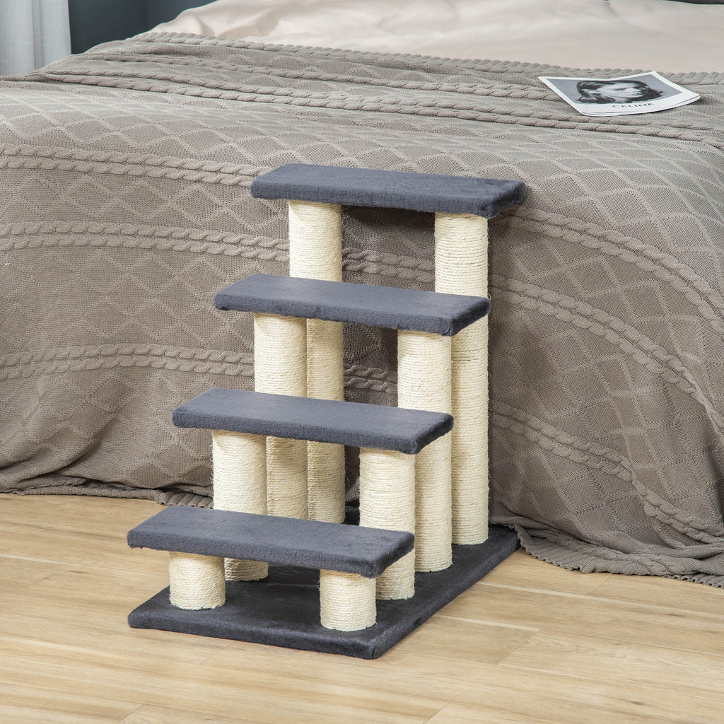Cat Tree with 4 Steps for High Beds w/ Sisal Scratching Post