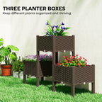 Plastic Raised Garden Bed with Legs, Self Watering Elevated Planter Boxes with Drainage Holes and Plugs, Easy Assembly