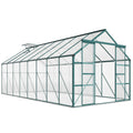 16' x 8' Aluminum Greenhouse Polycarbonate Walk-in Garden Greenhouse Kit with Adjustable Roof Vent, Rain Gutter and Sliding Door for Winter, Clear