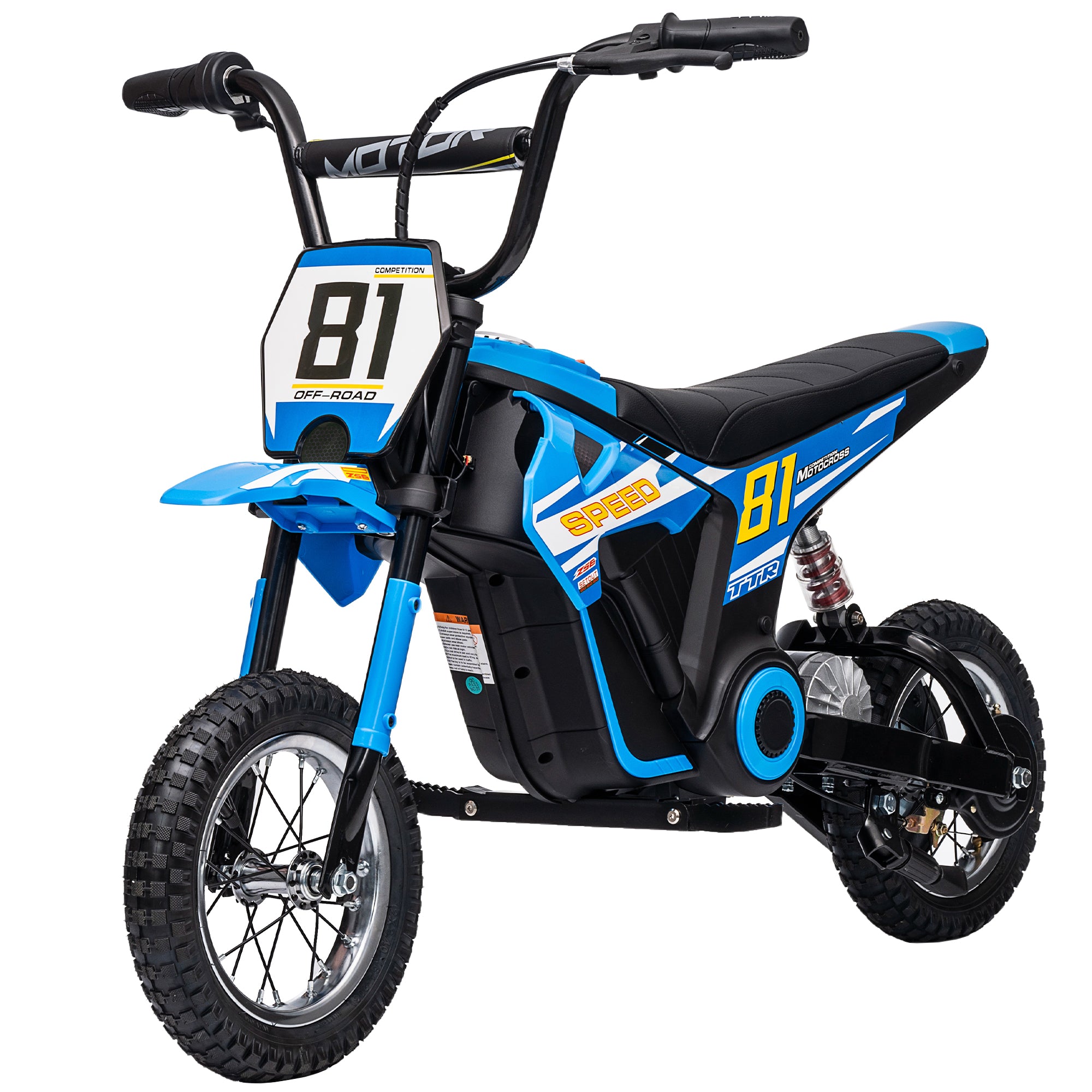 24V Kids Motorcycle, Electric Dirt Bike with 250W Motor, Up to 9.9 MPH, 12" Inflatable Tires and Rear Suspension, Blue