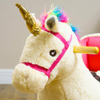 Kids Rocking Horse, Unicorn with Realistic Sound, Safety Belt & Wooden Base for 18-36 Months