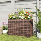 Tall Rectangular Planter with Removable Liner, Holes, PE Wicker Large Planter Box for Indoor Outdoor Plants, Brown