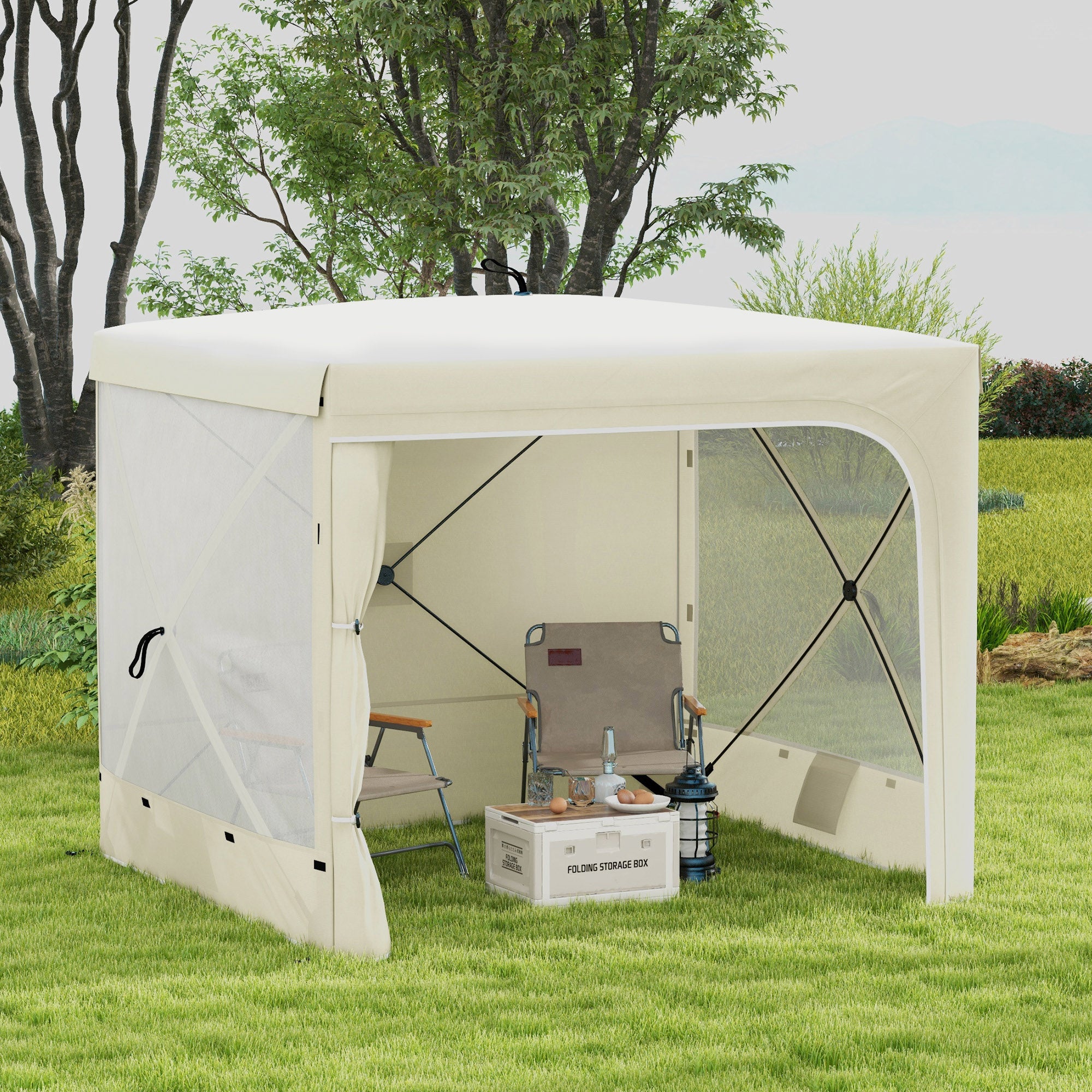 7' x 8' Pop Up Canopy Tent, Camping Tent Sun Shade Shelter with Curtains, Nettings and Carrying Bag, UV-Resistant
