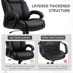 Big and Tall 400lbs Executive Office Chair with Wide Seat, Computer Desk Chair with High Back PU Leather Ergonomic Upholstery, Adjustable Height and Swivel Wheels, Black