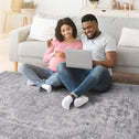 Naar 6x9 Stain-Resistant Area Rug with Non-Shedding Design and Cotton Backing, Kid and Pet-Friendly Carpet, 93" L x 79" W x 0.35" H, Silver