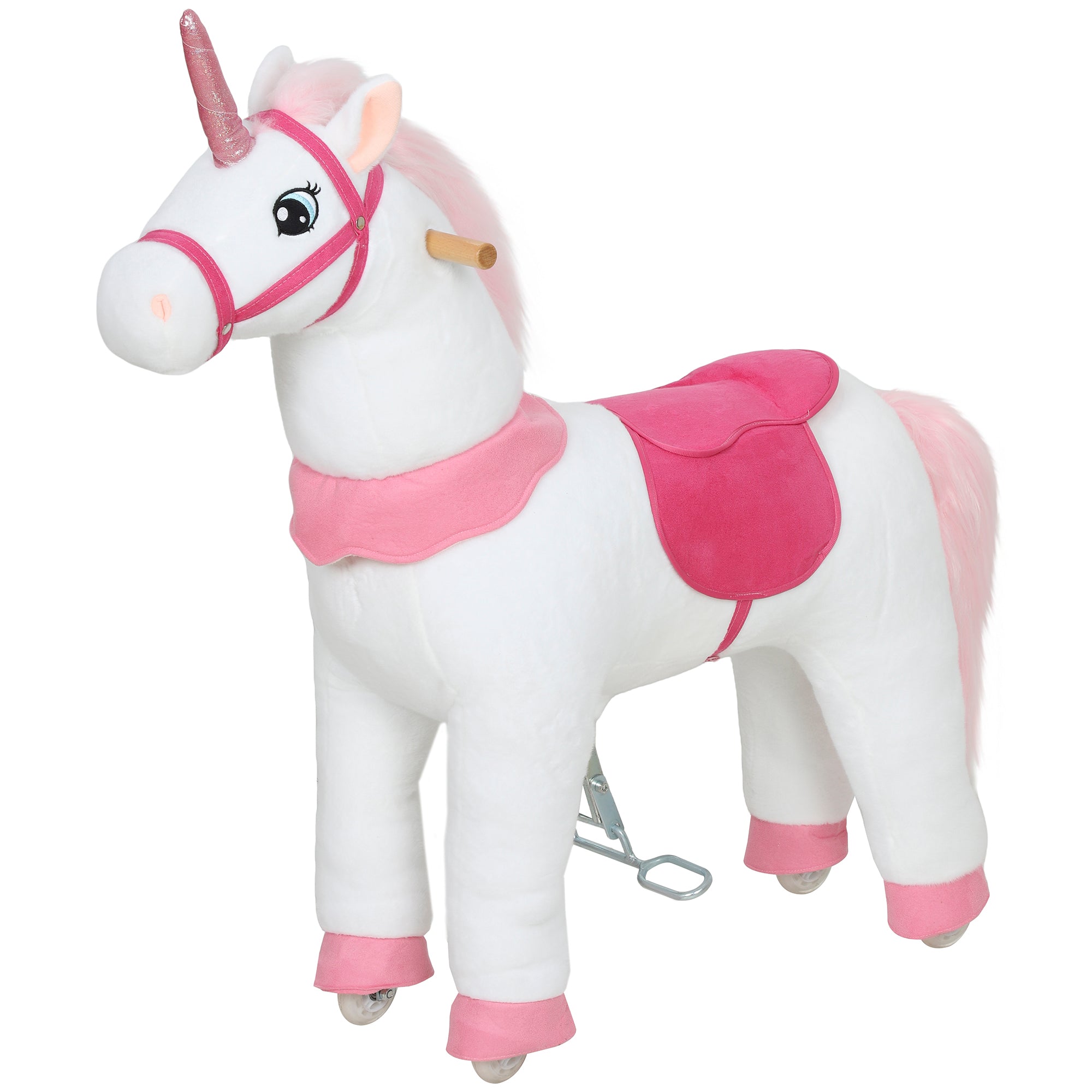 Ride on Unicorn Toy for Kids 4-7 Years, 37.8 Inch Plush Baby Rocking Horse with Wheels, No Battery Required, White