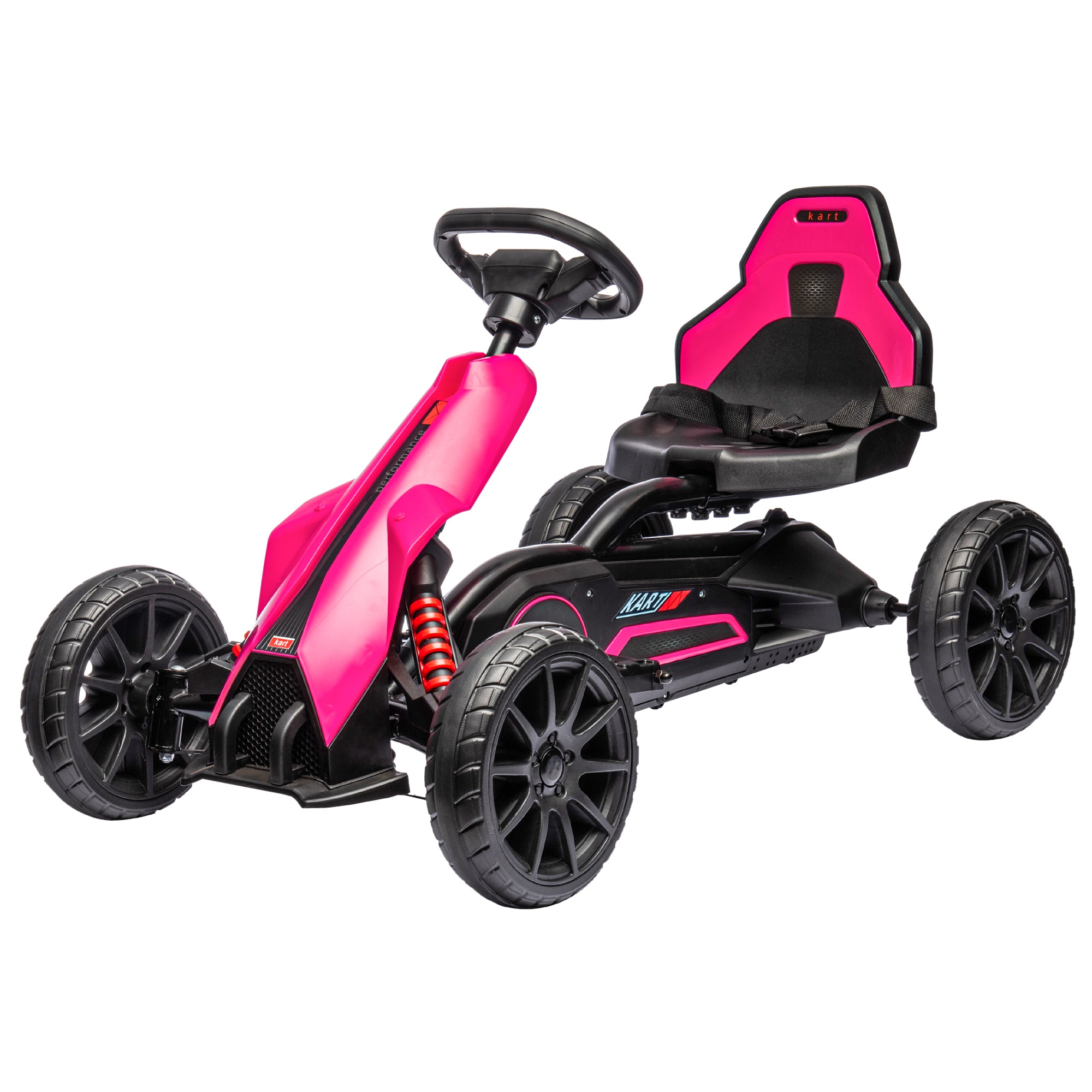 12V Electric Go Kart for Kids, Ride On Toy with EVA Tires, 2 Speeds, Adjustable Seat, Safety Belt for 3-8 Years, Pink