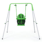 Toddler Swing Set with Metal Stand, Safety Seat Belt for Kids Aged 6-36 Months, Backyard Indoor & Outdoor Use, Green