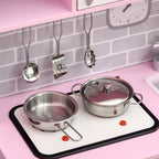 Pretend Play Kitchen with Sound Effects and Stove Lights, Kids Kitchen Playset with Storage, Water Dispenser Preschool & Kindergarten Gift for 3-6 Years Old, Pink