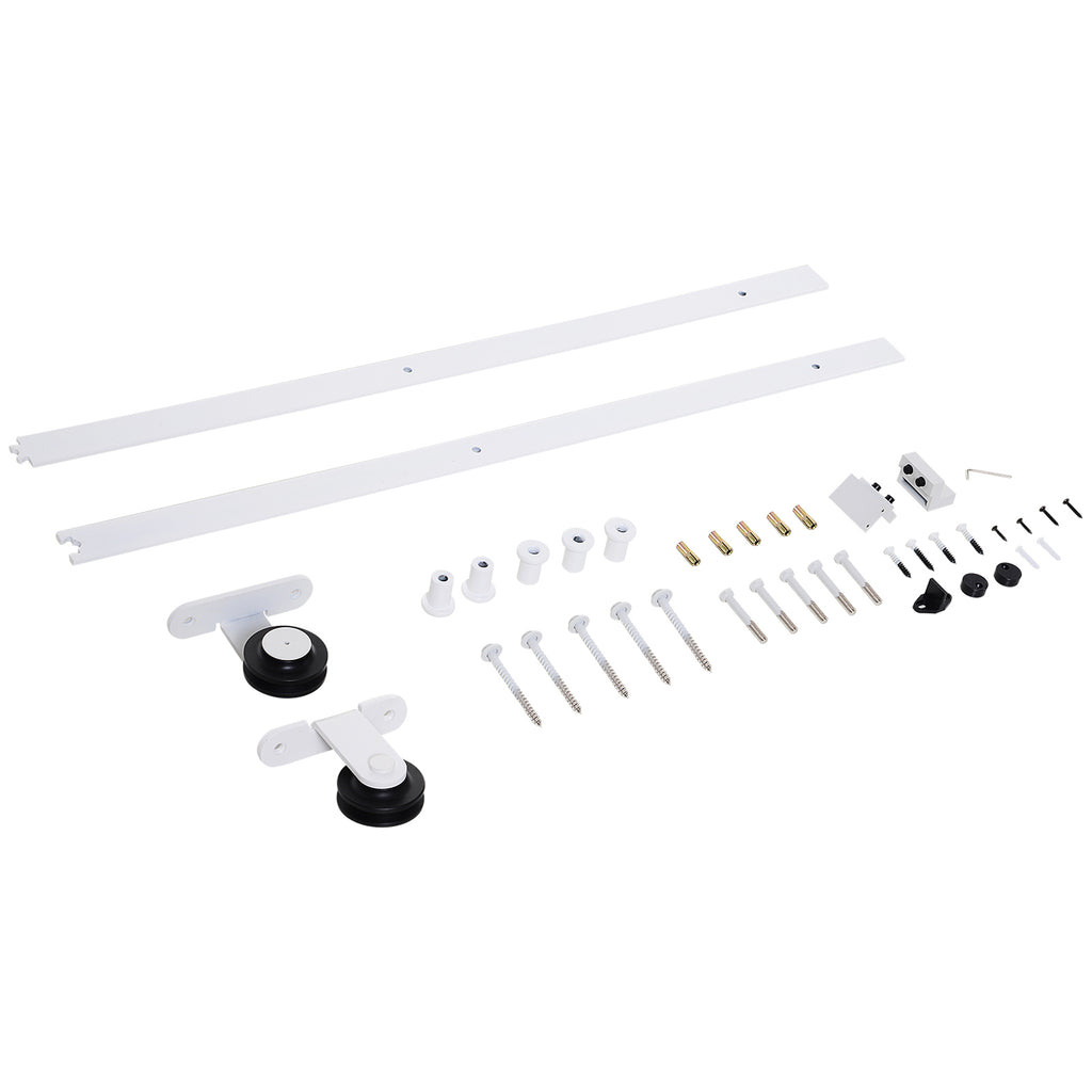 6' Rustic Interior Sliding Barn Door Mounting Hardware Kit - White