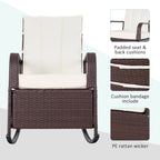PE Rattan Rocking Recliner with Footrest, Beige
