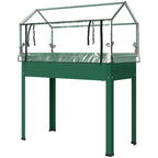 Elevated Garden Box with Greenhouse Cover, Raised Garden Bed with Legs and Drainage Hole for Vegetables, Green