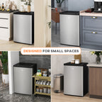 Upright Freezer, 3 Cu Ft Small Freezer with Reversible Single Door, Adjustable Thermostat for Home, Apartment, Silver