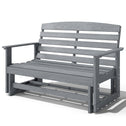 Patio Glider Bench w/ HDPE Slatted Double Rocking Chair, Distressed Gray